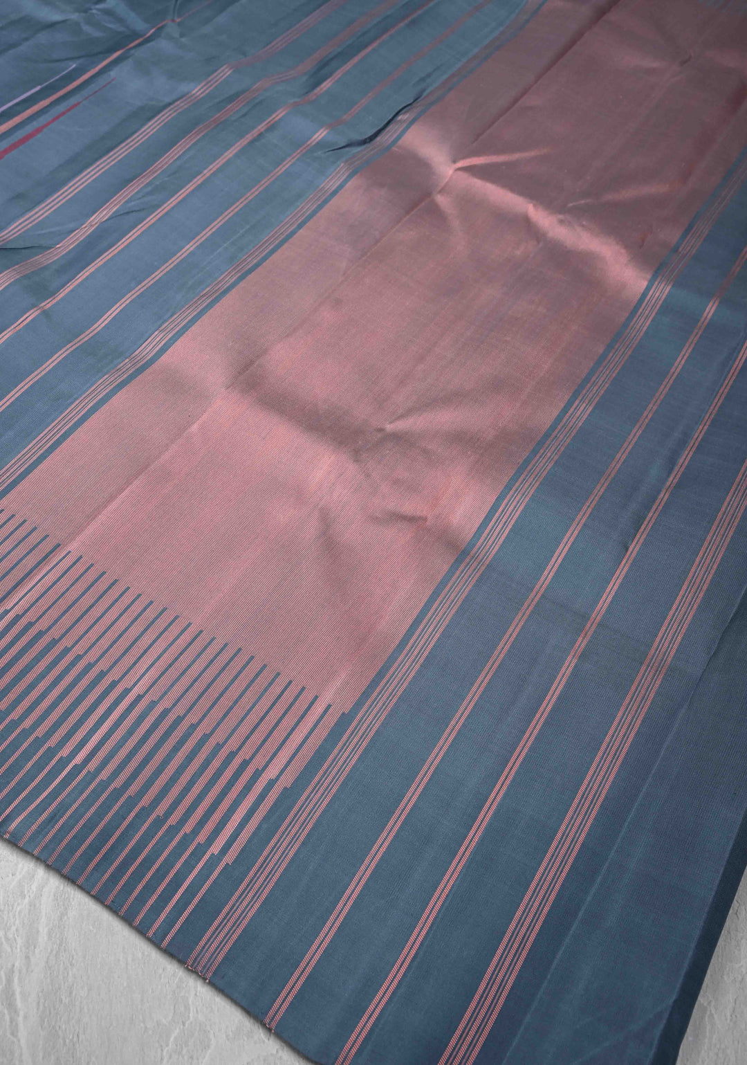Gray Kanjivaram Pure Silk Saree with Temple Border | SILK MARK CERTIFIED