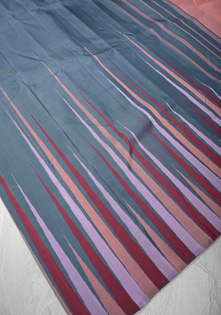 Gray Kanjivaram Pure Silk Saree with Temple Border | SILK MARK CERTIFIED