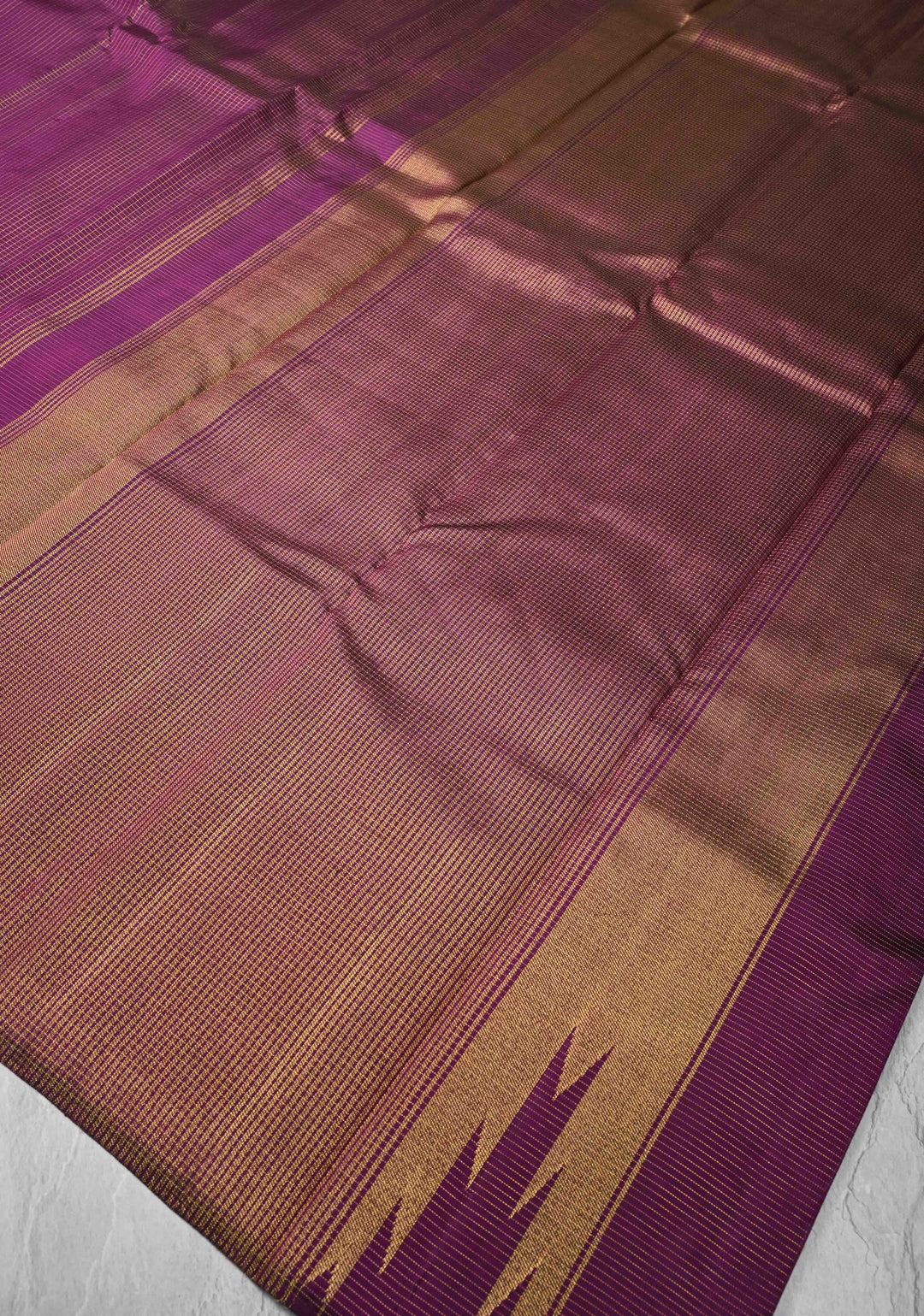 Grape Purple Kanjivaram Pure Silk Saree with Podi-Kattam Zari Checks and Zari Border | SILK MARK CERTIFIED