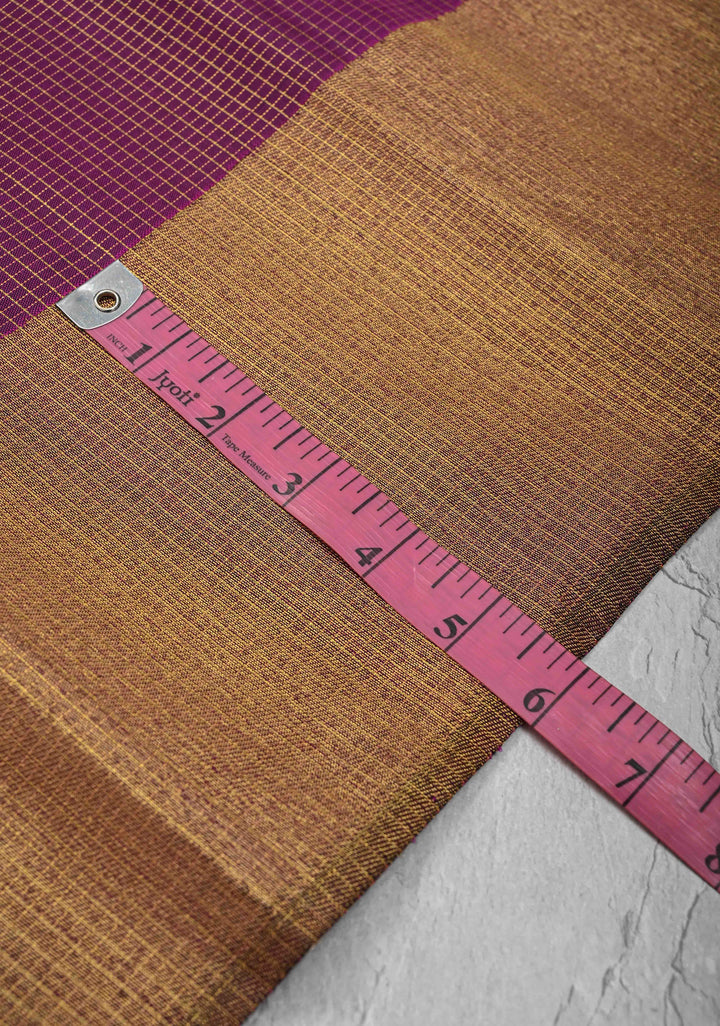 Grape Purple Kanjivaram Pure Silk Saree with Podi-Kattam Zari Checks and Zari Border | SILK MARK CERTIFIED