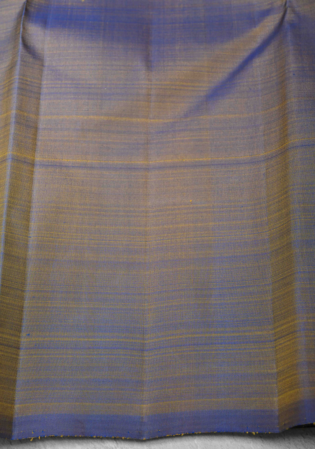 Peacock Blue and Green Dual tone Kanjivaram Pure Silk Saree with 2 side wide Silken Temple Border | SILK MARK CERTIFIED