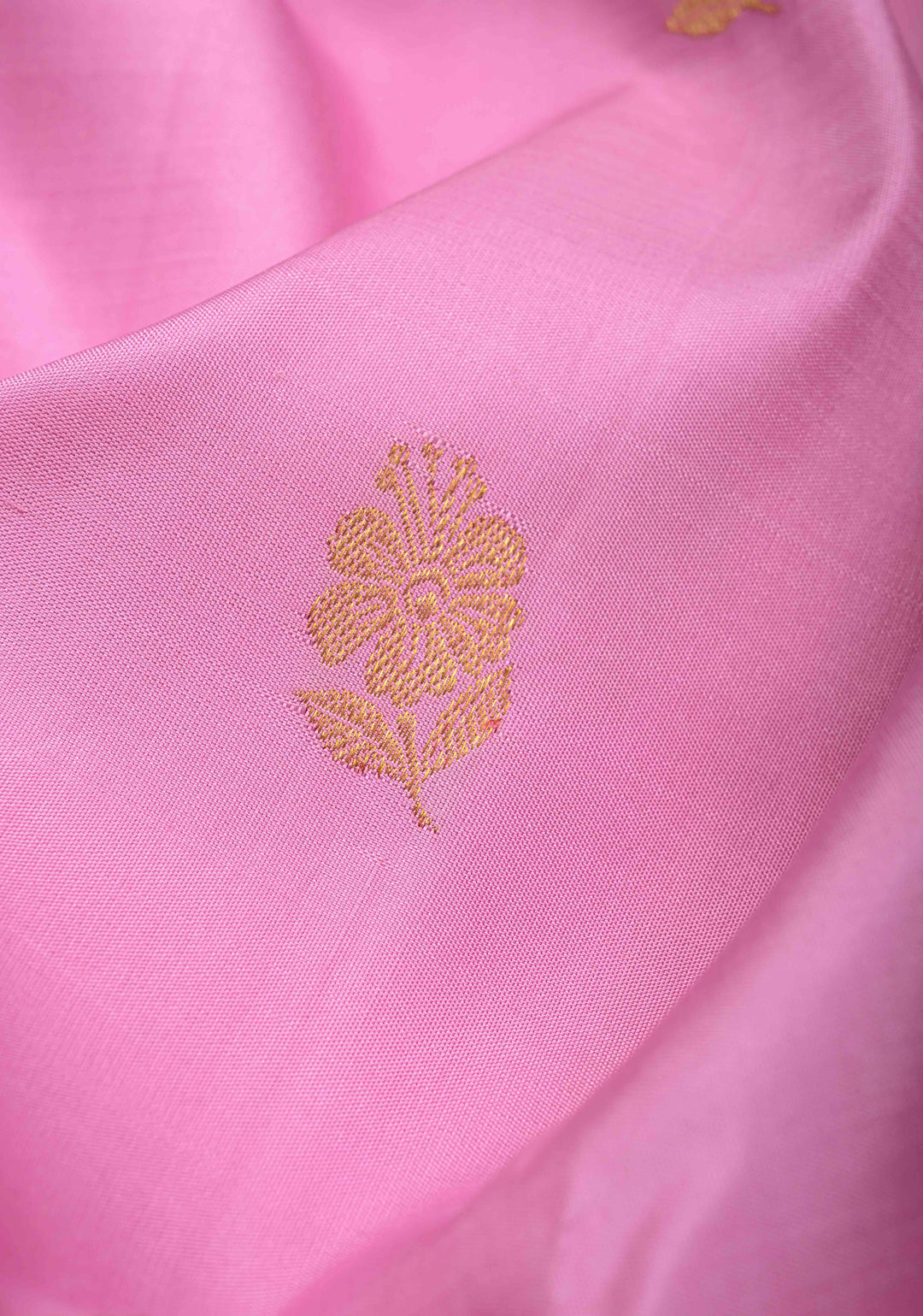 Pink Kanjivaram Pure Silk Saree with Zari Buttas and Contrast Zari Border | SILK MARK CERTIFIED