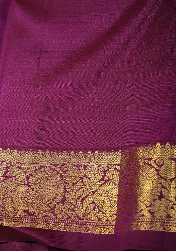 Deep Rose Kanjivaram Pure Silk Saree with Zari Buttas and Small Zari Border | SILK MARK CERTIFIED