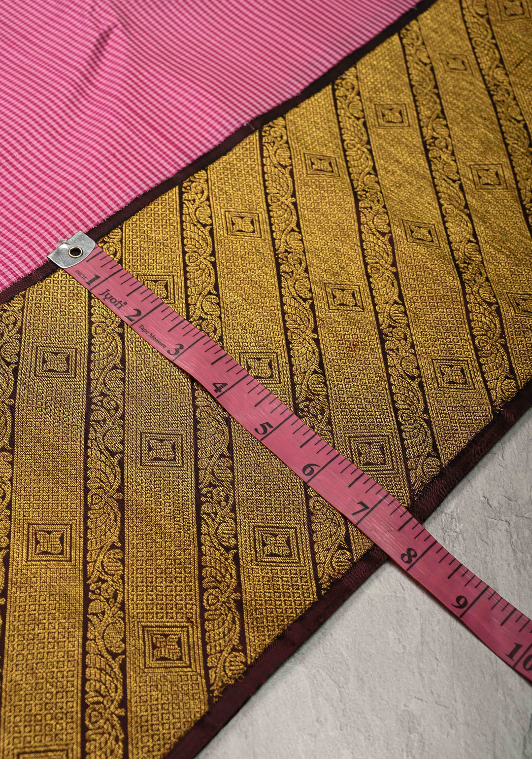 Pure Zari Korvai Kanjivaram Pure Silk Saree with Podi-Kattam Checks and Wide Contrast Zari Border | SILK MARK CERTIFIED