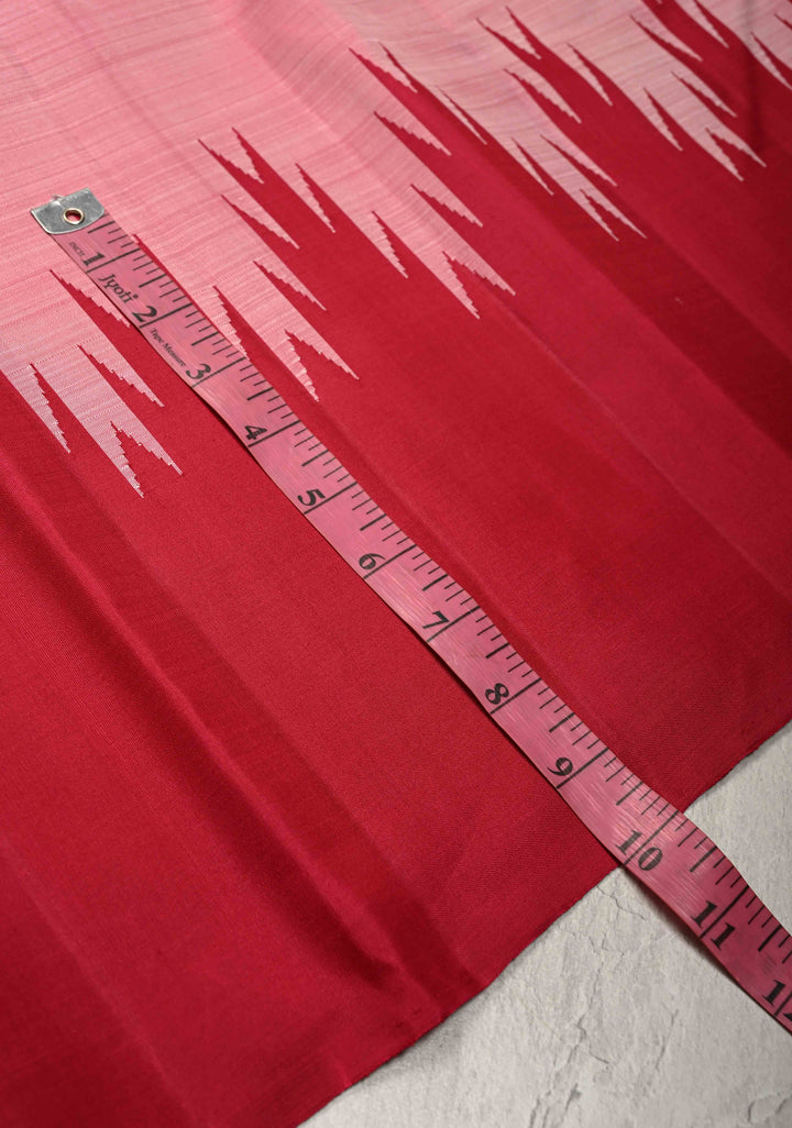 Rose Pink Kanjivaram Silk Saree with Zariless Contrast Temple Border | SILK MARK CERTIFIED