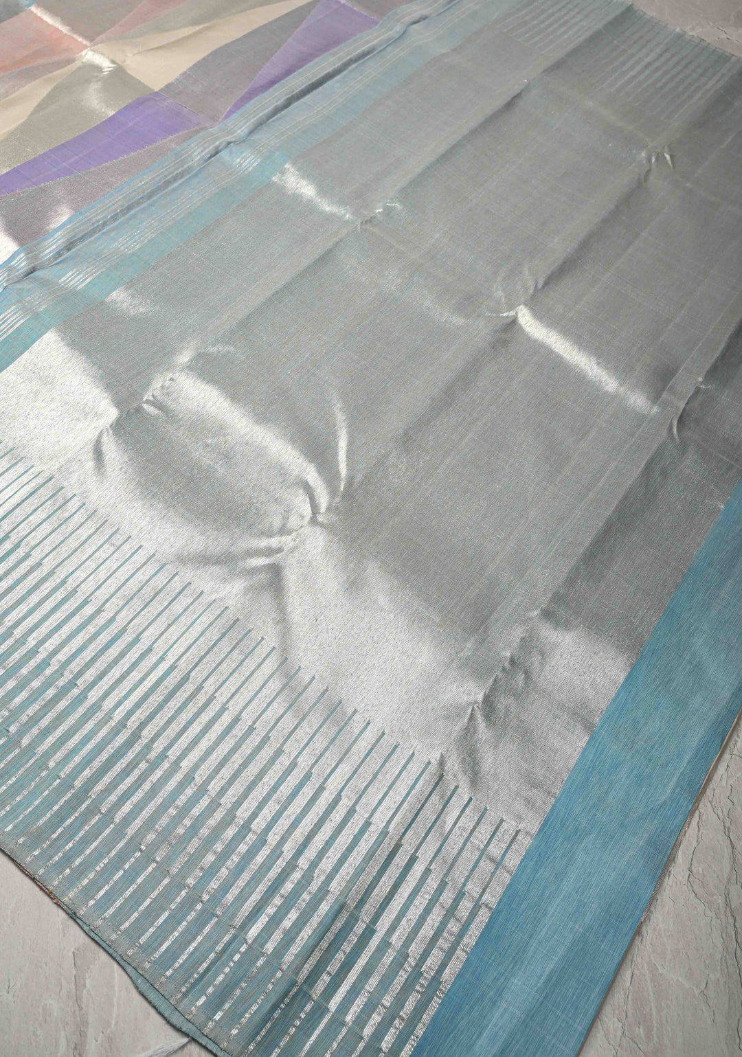Pure Zari Pastel Hued Borderless Kanjivaram Pure Silk Saree with Rangkaat Geometric Design| SILK MARK CERTIFIED