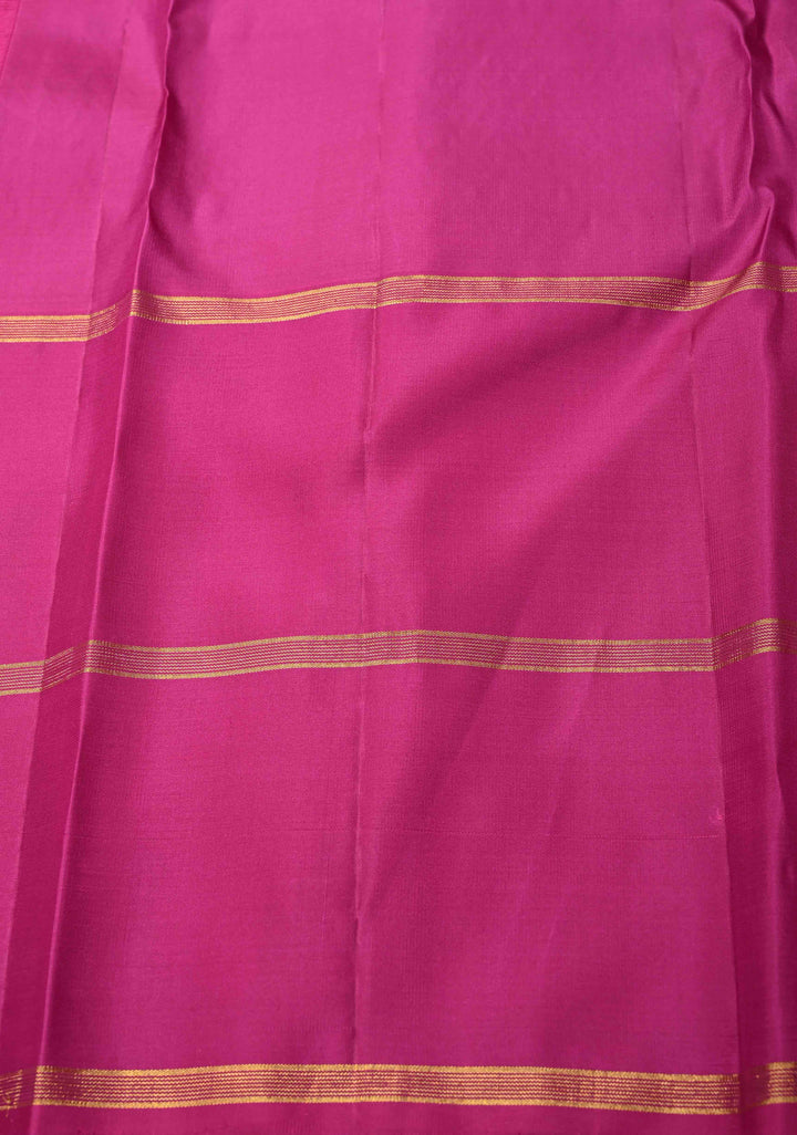 Purple Brocade Kanjivaram Pure Silk Saree with Wide Ganga Jumana Border | SILK MARK CERTIFIED