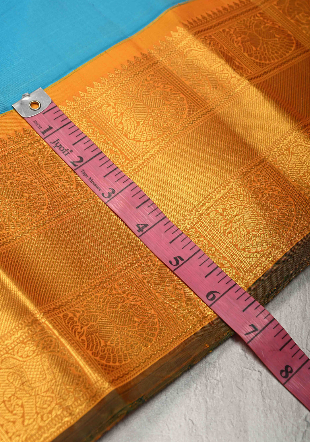 Ananda Blue Kanjivaram Pure Silk Saree with Zari Buttas and Contrast Zari Border | SILK MARK CERTIFIED