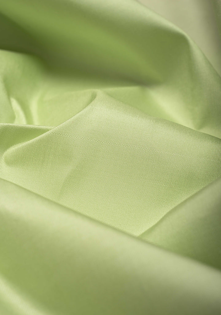 Light Tea Green Korvai Kanjivaram Pure Silk Saree with Contrast Temple Zari Border | SILK MARK CERTIFIED