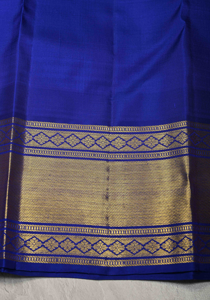 Yellow-Red Kanjivaram Pure Silk Saree with Checks Pattern and Contrast Temple Zari Border | SILK MARK CERTIFIED