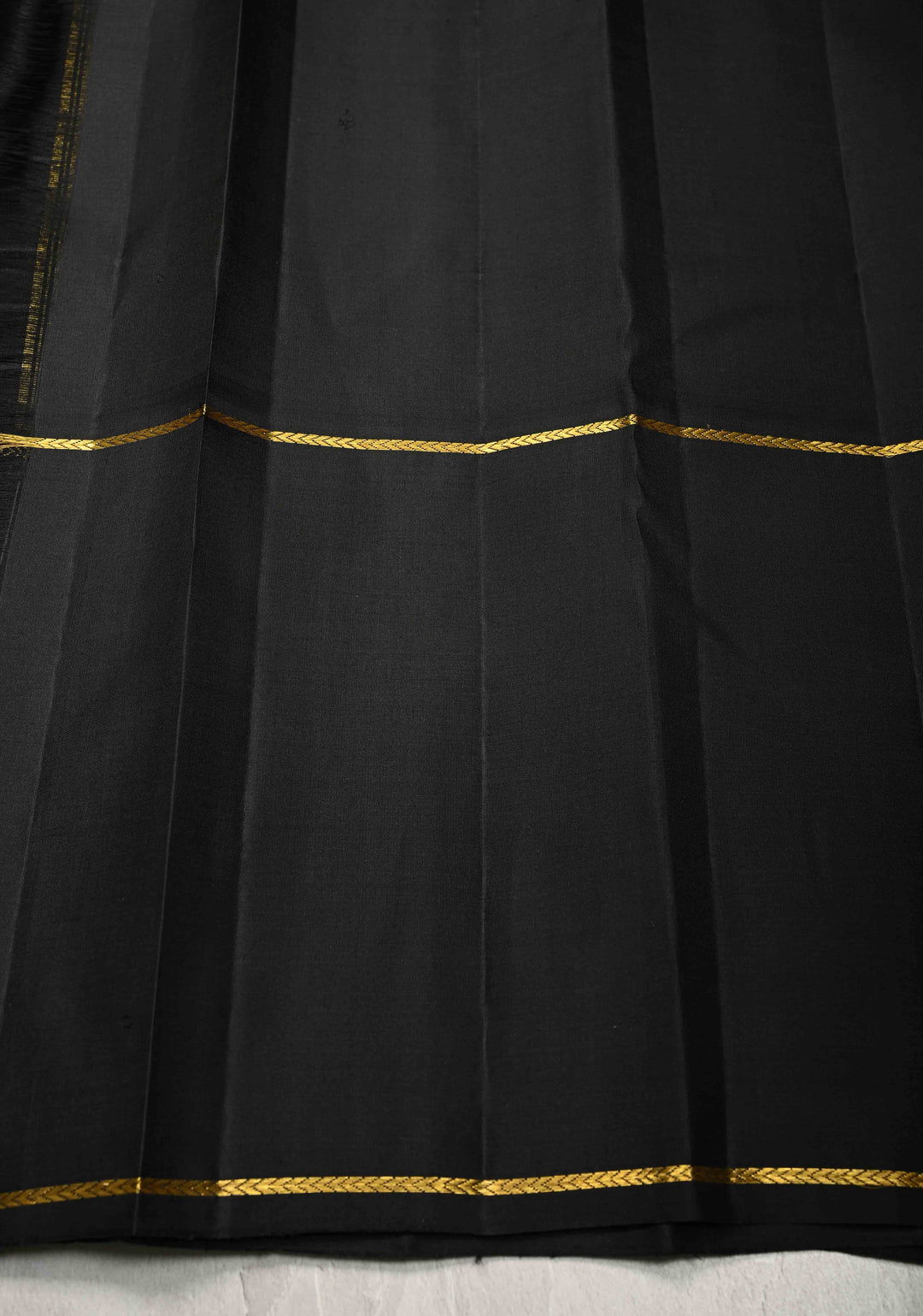 Yellow checks Kanjivaram Pure Silk Saree with Contrast Black Skirt Border | SILK MARK CERTIFIED