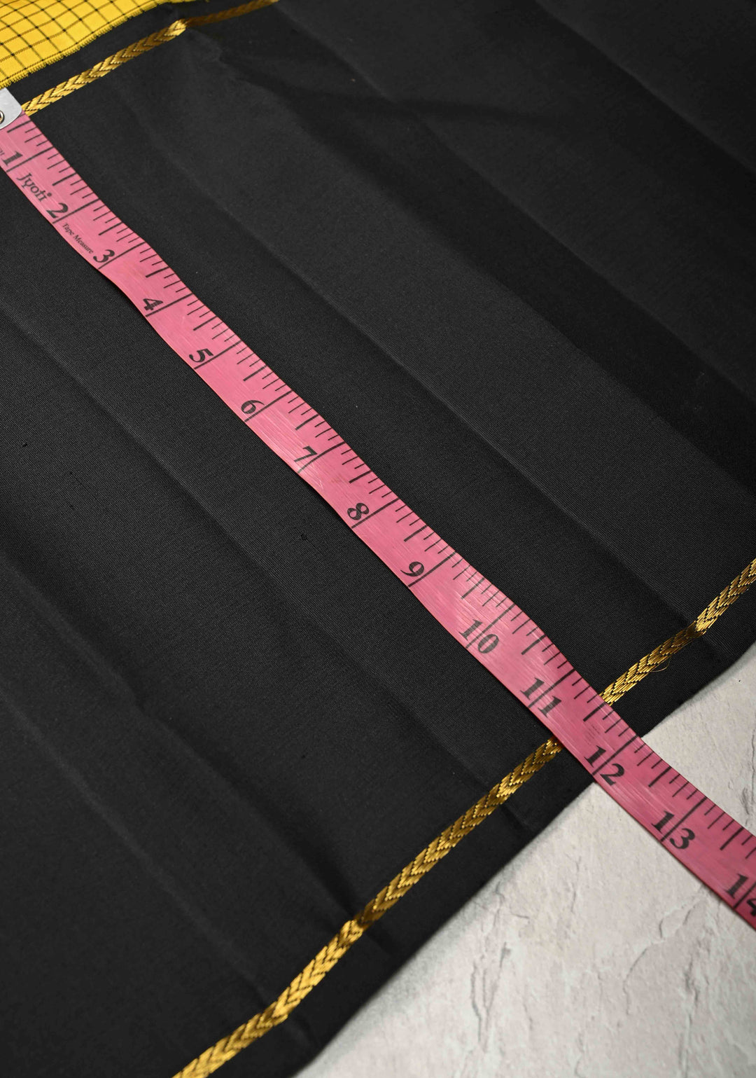 Yellow checks Kanjivaram Pure Silk Saree with Contrast Black Skirt Border | SILK MARK CERTIFIED