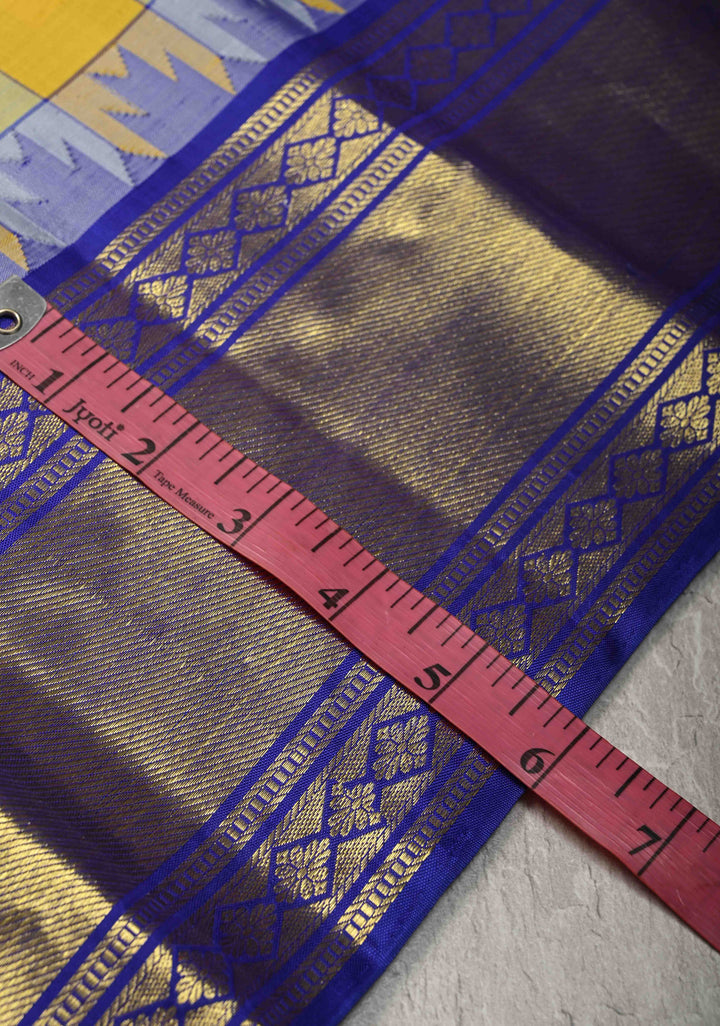 Multicolor Checks Kanjivaram Pure Silk Saree with Zari Border | SILK MARK CERTIFIED