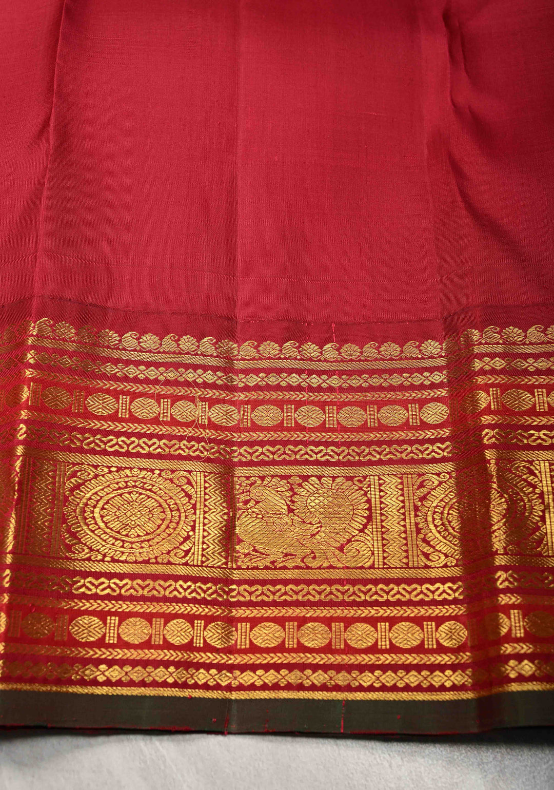 Navy Blue Korvai Kanjivaram Pure Silk Saree with Zari Buttas and Contrast Zari Border | SILK MARK CERTIFIED