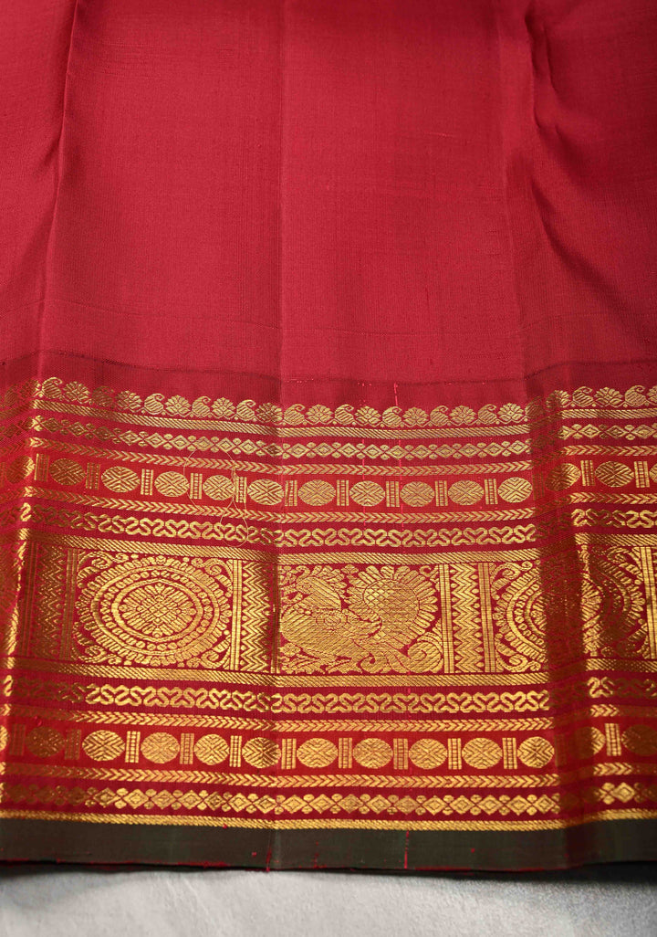 Navy Blue Korvai Kanjivaram Pure Silk Saree with Zari Buttas and Contrast Zari Border | SILK MARK CERTIFIED