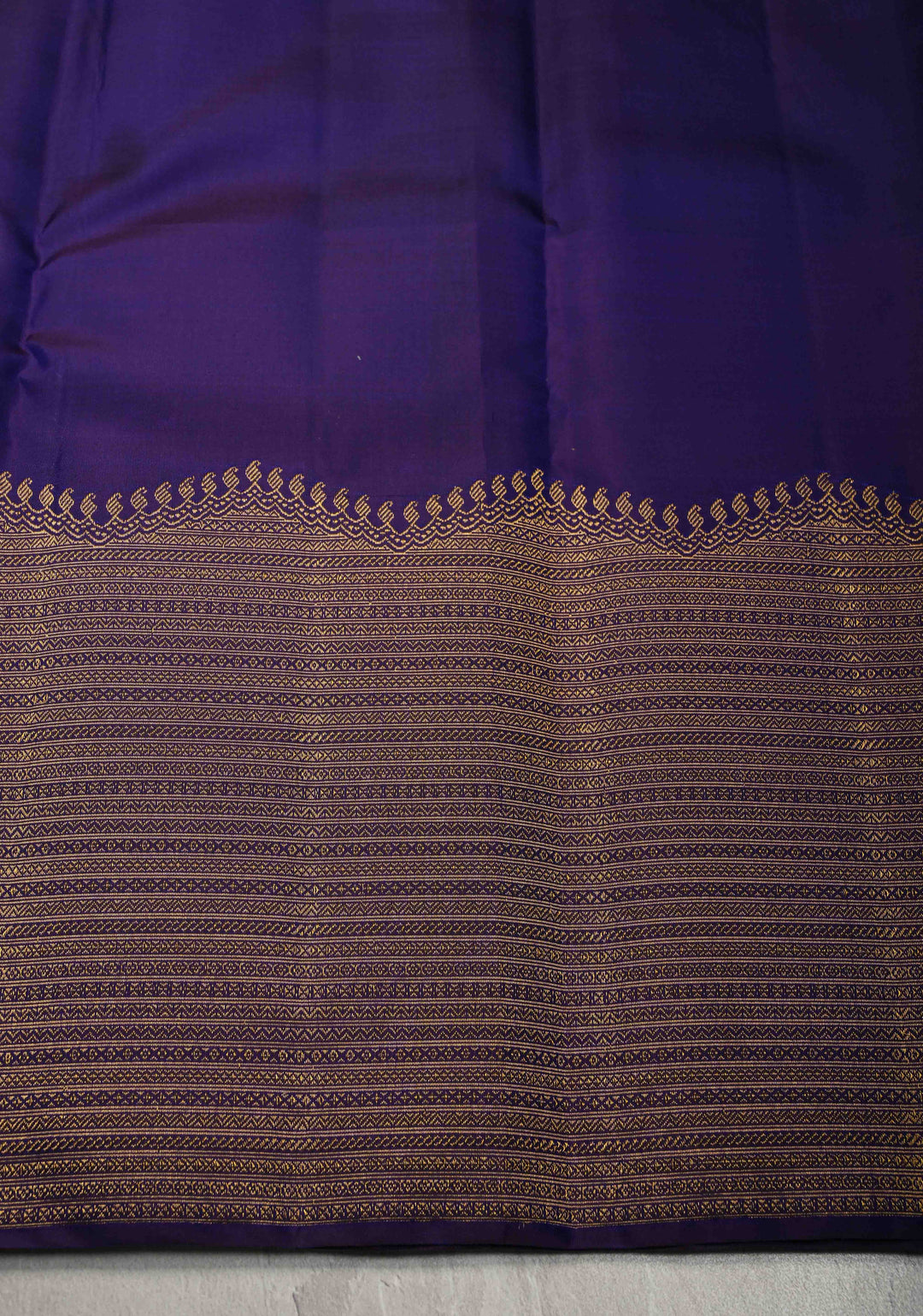 Deep Blue Purple Kanjivaram Pure Silk Saree with Buttas and Contrast Zari Border | SILK MARK CERTIFIED