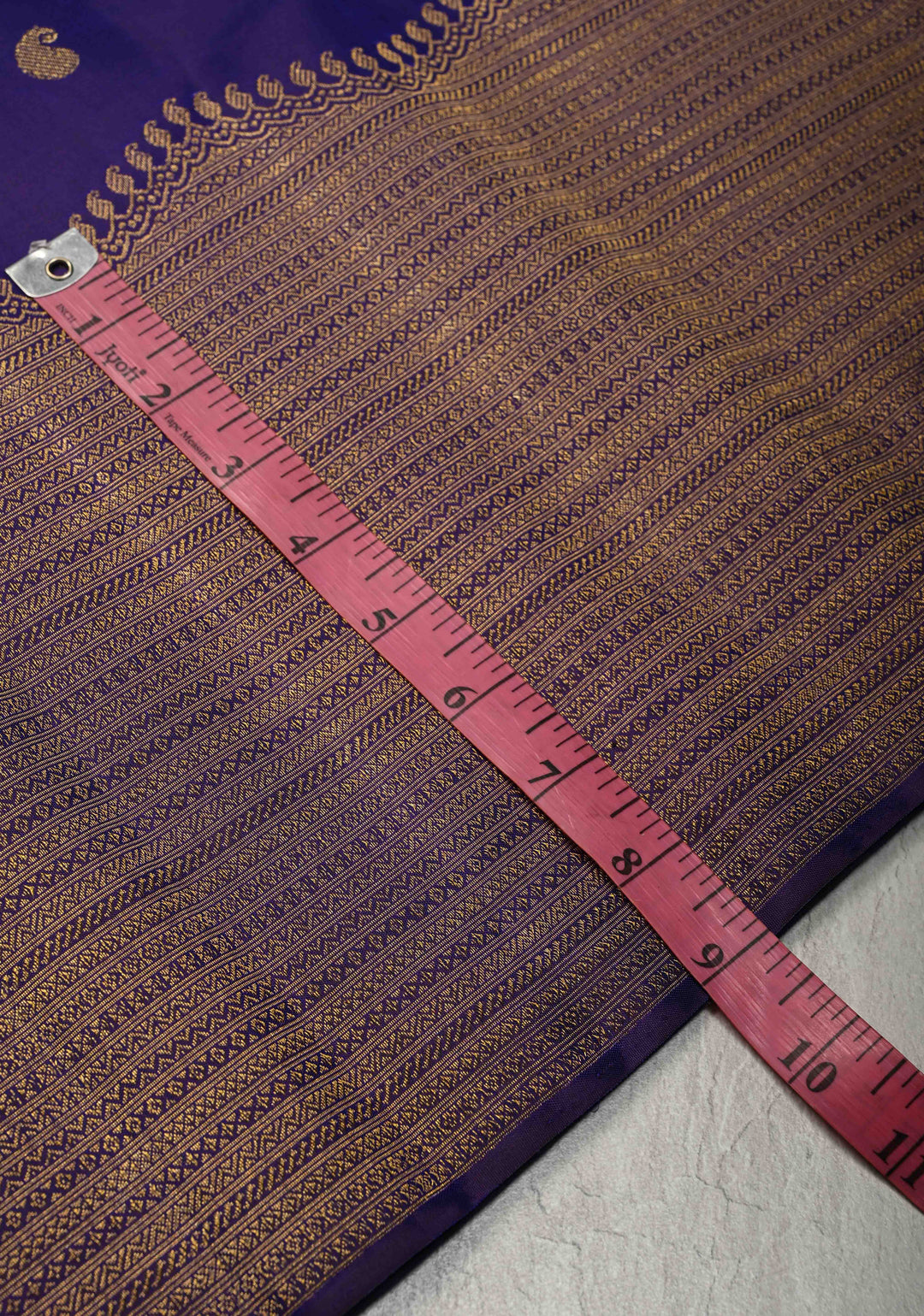 Deep Blue Purple Kanjivaram Pure Silk Saree with Buttas and Contrast Zari Border | SILK MARK CERTIFIED