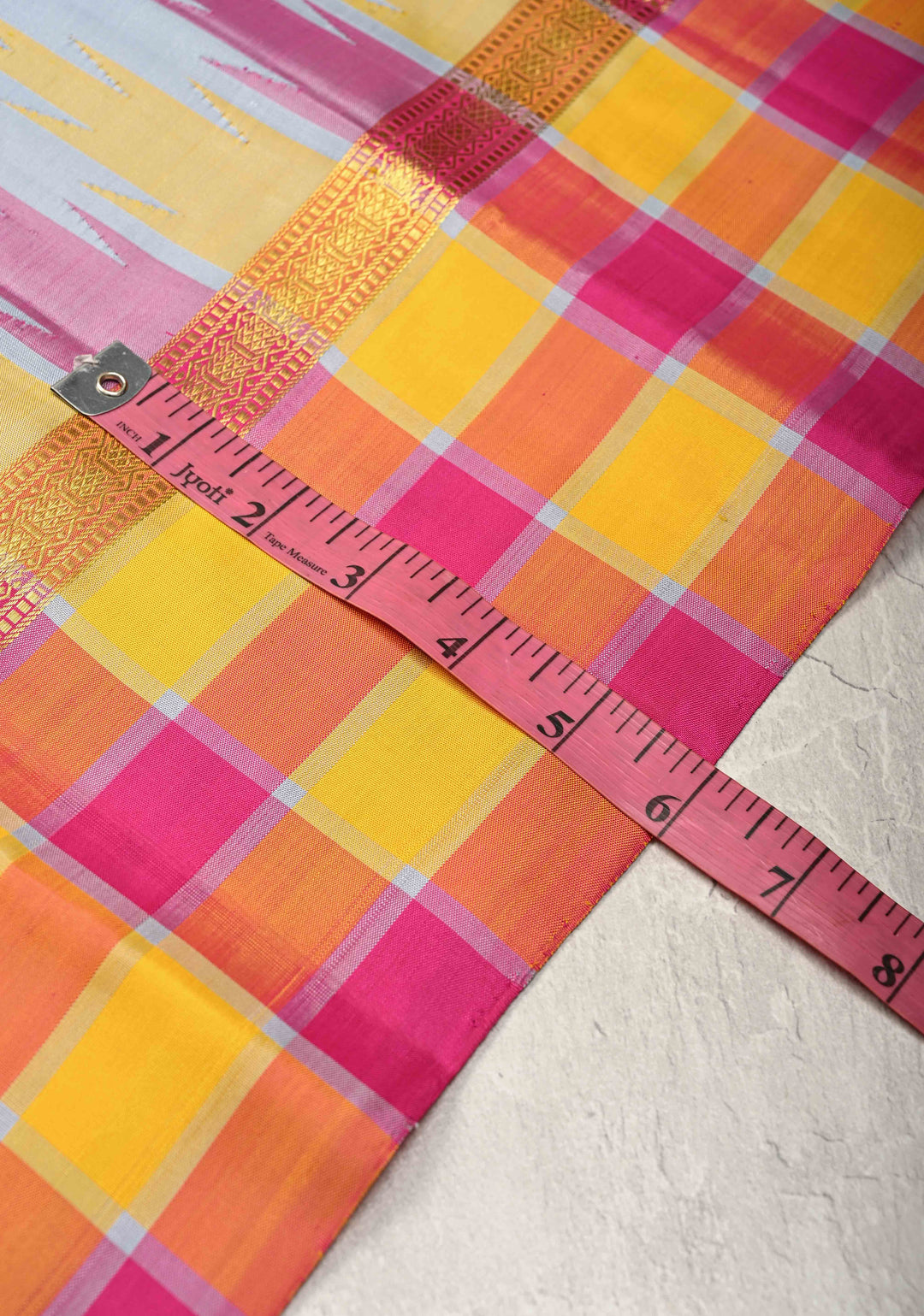 Heather Blue Kanjivaram Pure Silk Saree with Contrast Temple Checks Zari Border | SILK MARK CERTIFIED