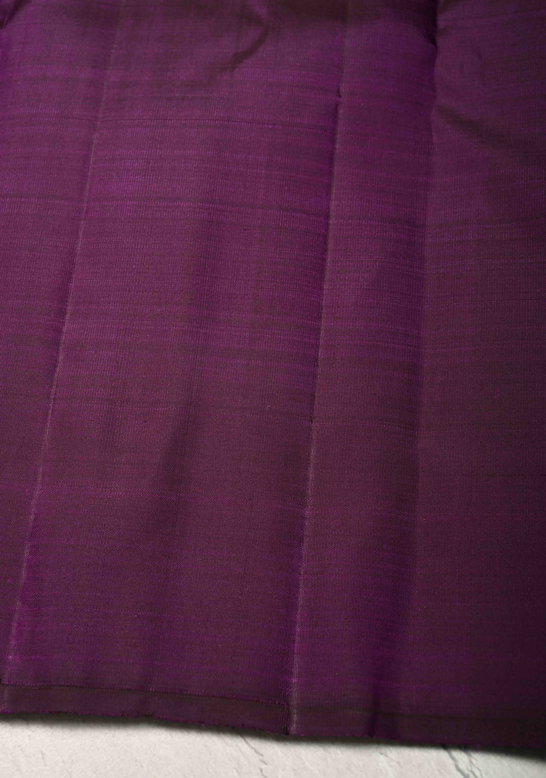 Eggplant Purple Borderless Pure Kanjivaram Silk Saree with Gold-Silver Motifs  | SILK MARK CERTIFIED