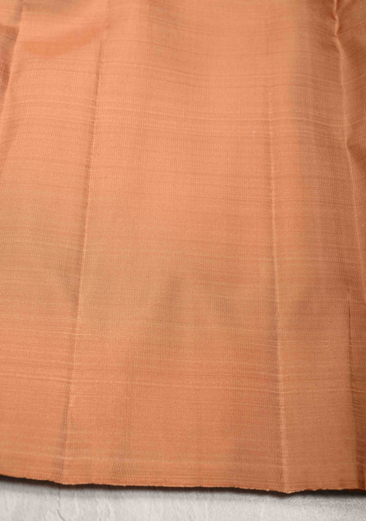 Sandstone Borderless Pure Kanjivaram Silk Saree with Gold-Silver Floral Zari Motifs  | SILK MARK CERTIFIED