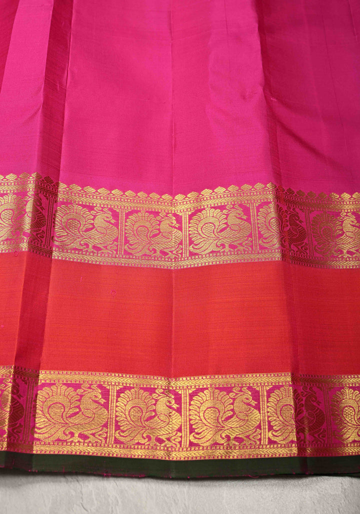 Sunflower Yellow Kanjivaram Pure Silk Saree with Contrast Rettaipet Zari Border | SILK MARK CERTIFIED