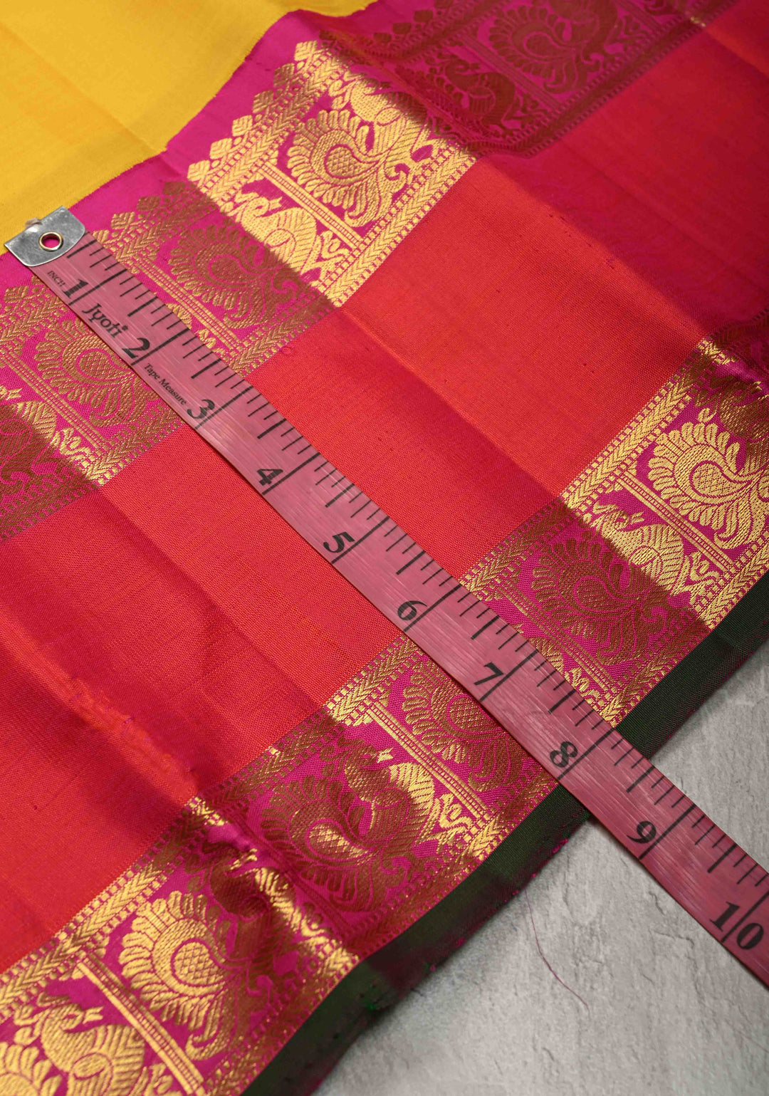 Sunflower Yellow Kanjivaram Pure Silk Saree with Contrast Rettaipet Zari Border | SILK MARK CERTIFIED