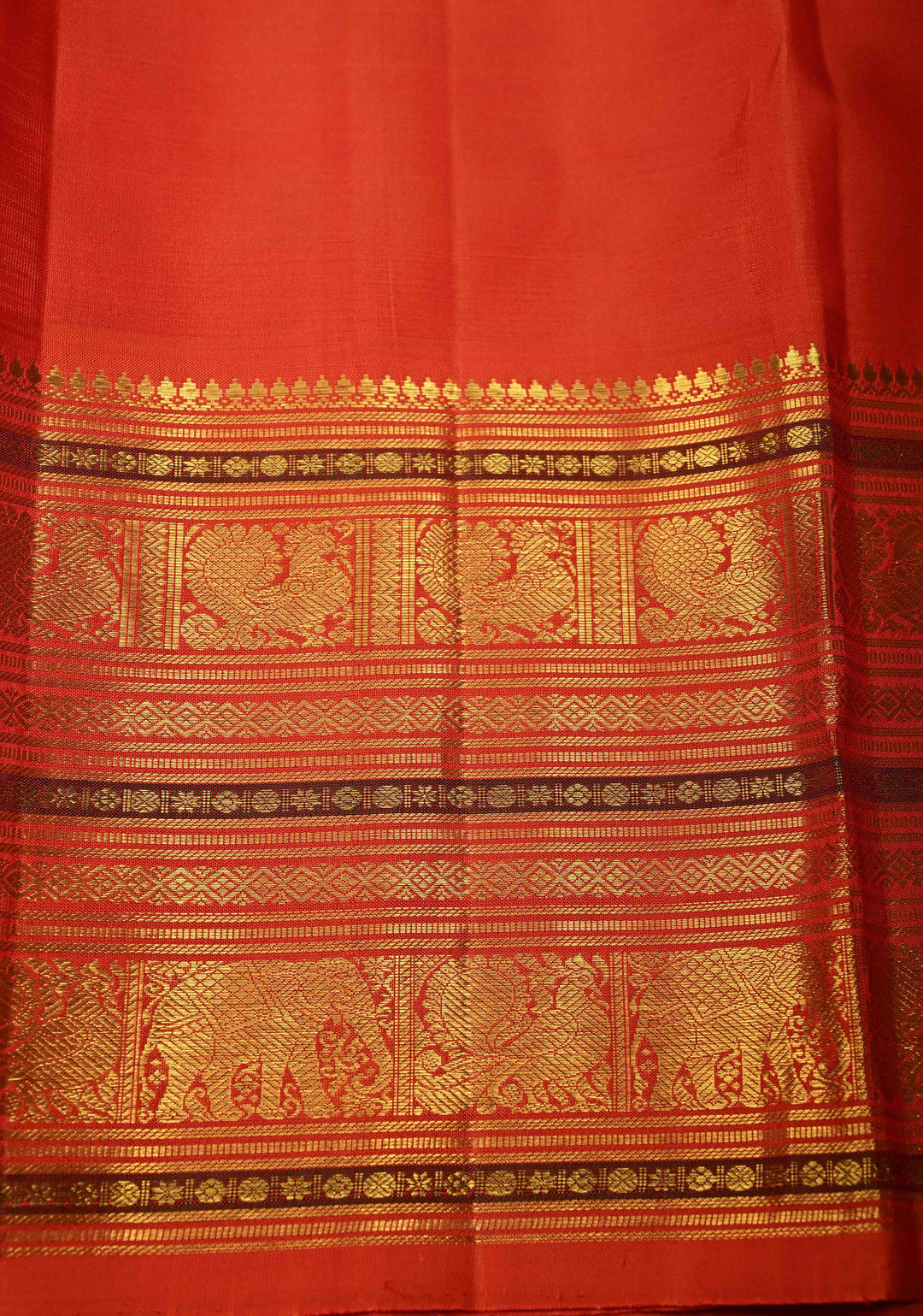 Lagoon Blue Korvai Kanjivaram Pure Silk Saree with Damask Motifs and Contrast Zari Border | SILK MARK CERTIFIED