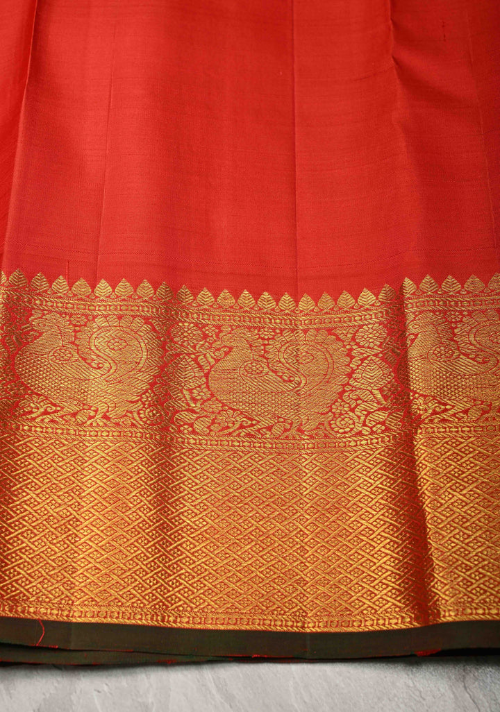 Light Pista Green Korvai Weave Kanjivaram Pure Silk Saree with Zari Buttas and Contrast Zari Border | SILK MARK CERTIFIED