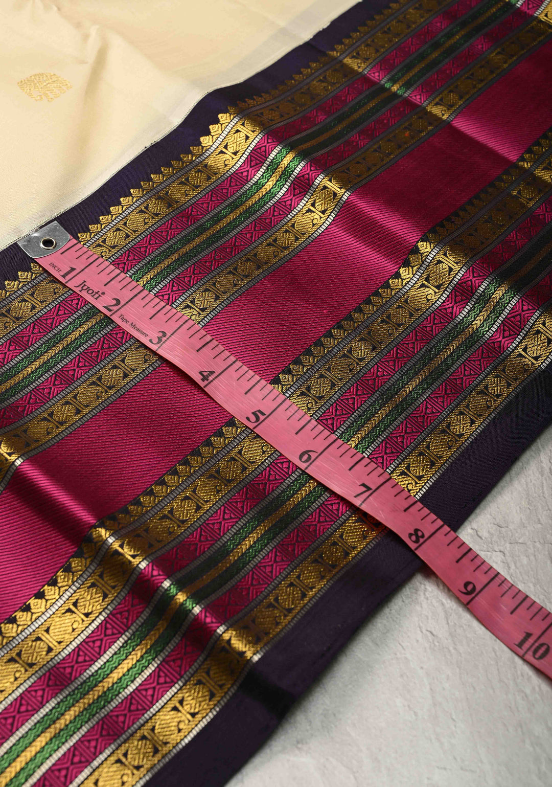 Off White Korvai Kanjivaram Pure Silk Saree with Zari Buttas and Contrast  Zari Border | SILK MARK CERTIFIED