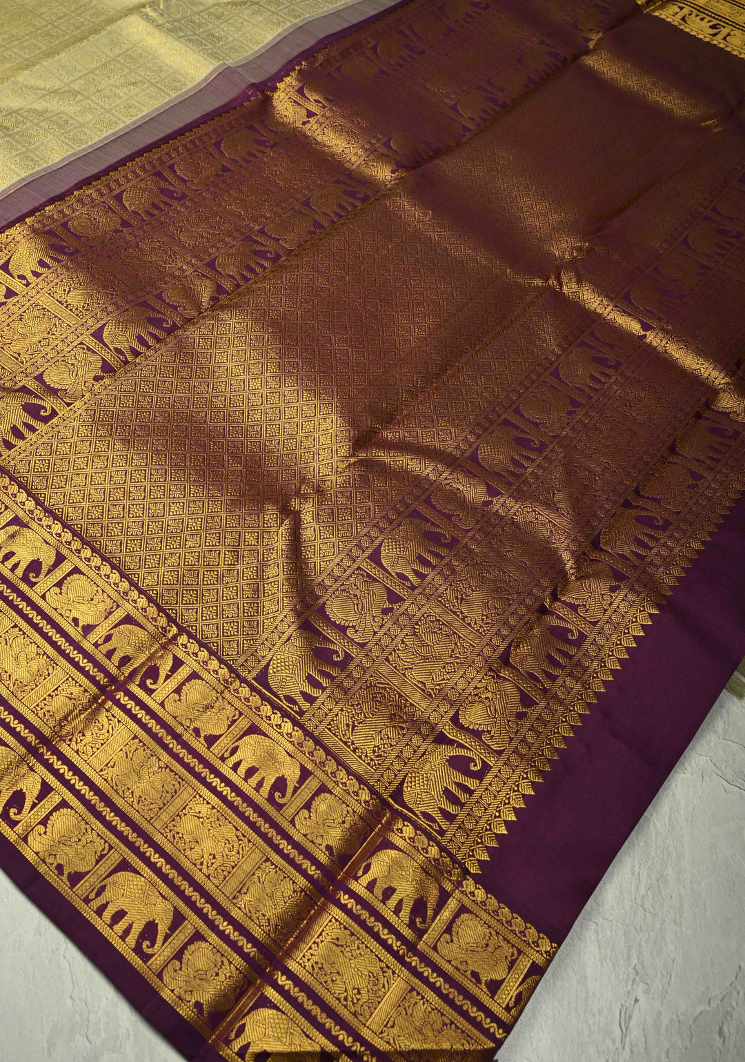 Pure Zari Light Pista Green Korvai Weave Kanjivaram Pure Silk Saree with Patola Brocade and Zari Border | SILK MARK CERTIFIED