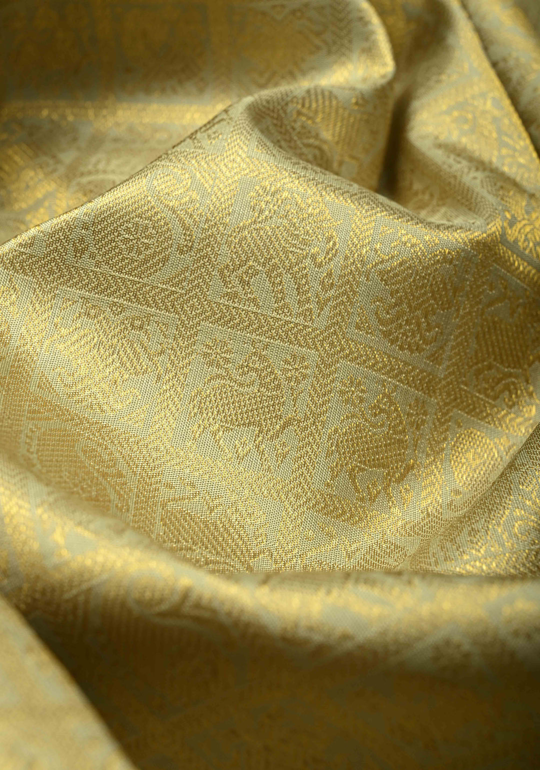 Pure Zari Light Pista Green Korvai Weave Kanjivaram Pure Silk Saree with Patola Brocade and Zari Border | SILK MARK CERTIFIED