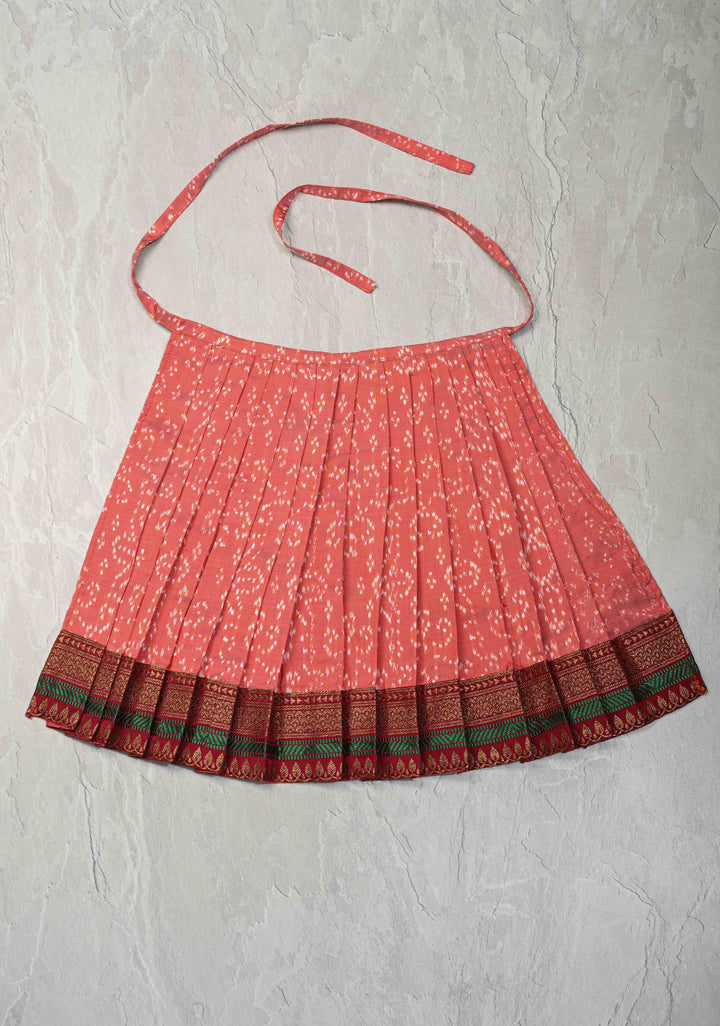 Salmon Pure Ikkat Silk Pavadas for Varamahalakshmi with Pleated and Lined ( Lining )