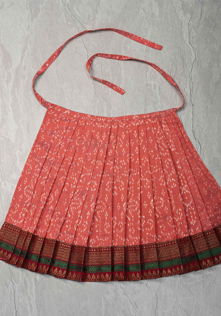 Salmon Pure Ikkat Silk Pavadas for Varamahalakshmi with Pleated and Lined ( Lining )