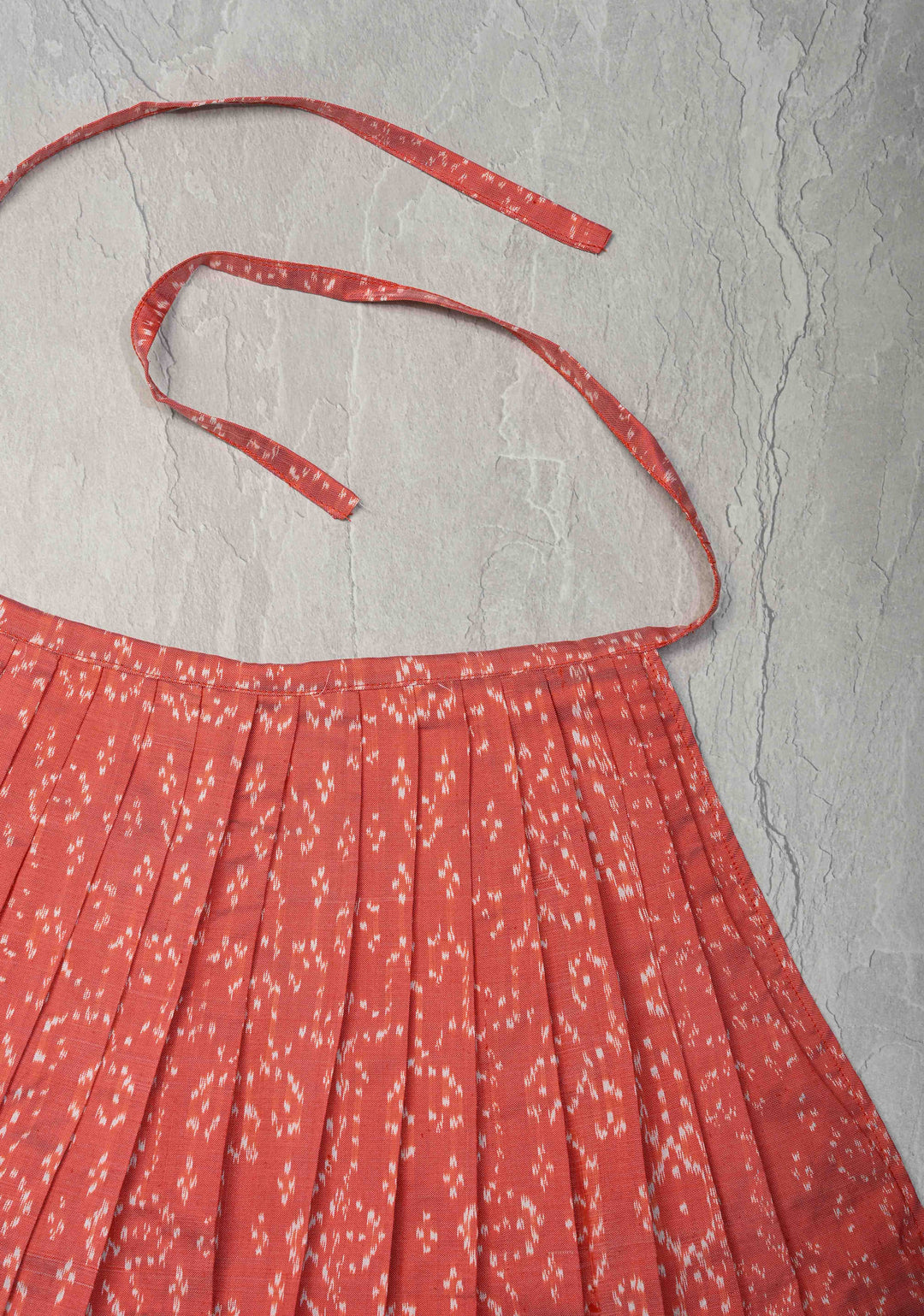 Salmon Pure Ikkat Silk Pavadas for Varamahalakshmi with Pleated and Lined ( Lining )