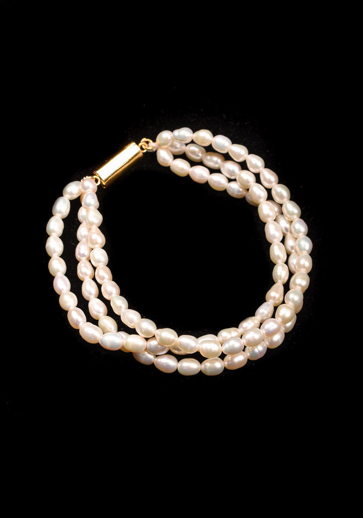 3 Strand Small Oval Pearl Bracelet with clasp