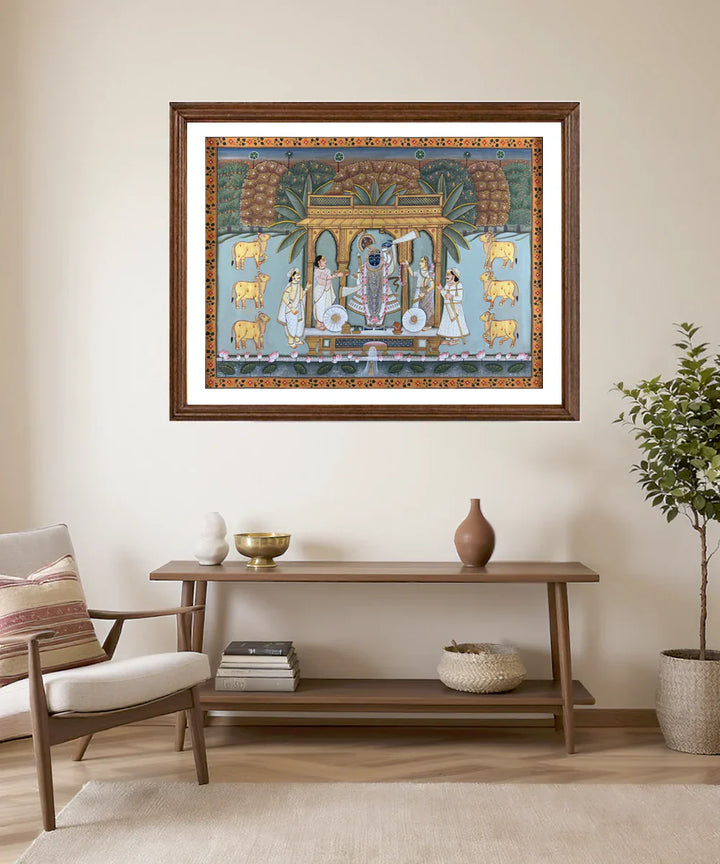 Shrinath ji Mandap Pichwai Hand Painting Unframed (3x4 Feet) | SHOBITAM