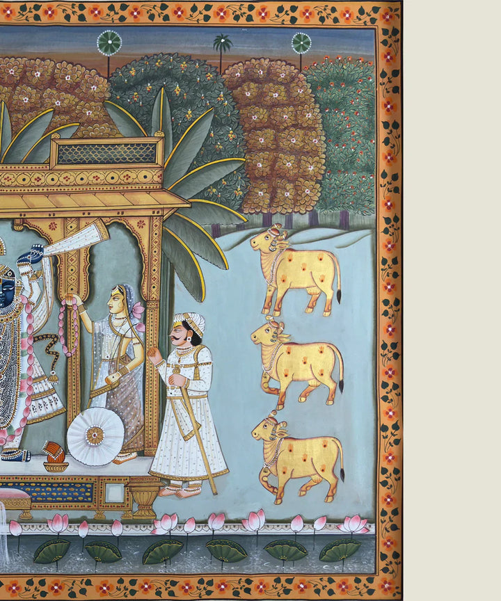 Shrinath ji Mandap Pichwai Hand Painting Unframed (3x4 Feet) | SHOBITAM