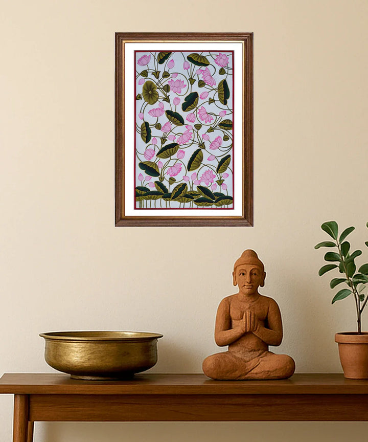 Blooming Lotus - Pichwai Hand Painting Unframed (10" x 16") | SHOBITAM