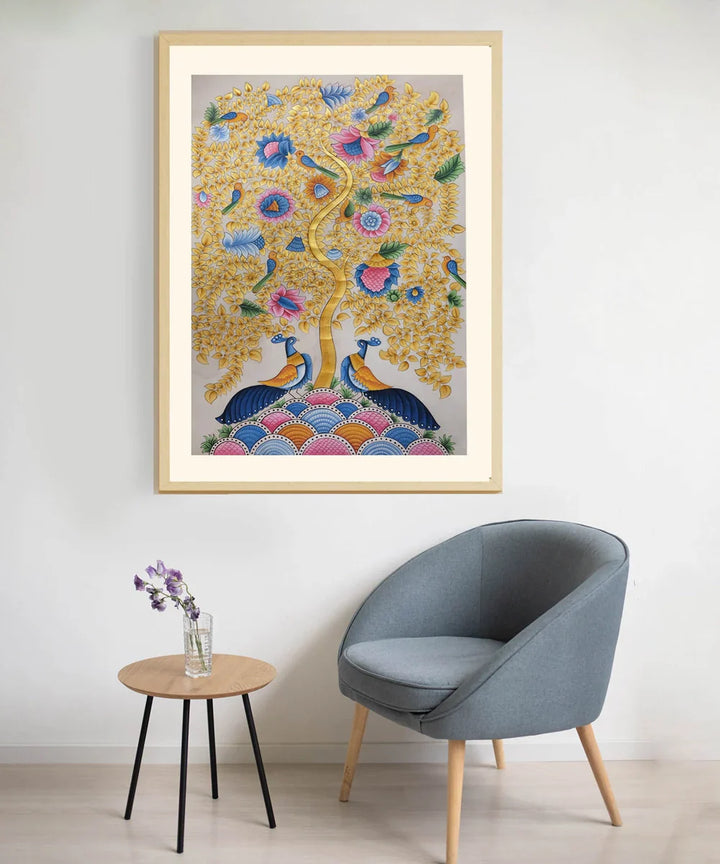 Pichwai Painting On Cloth| Tree Of Life | 2x3 Feet | Unframmed | SHOBITAM