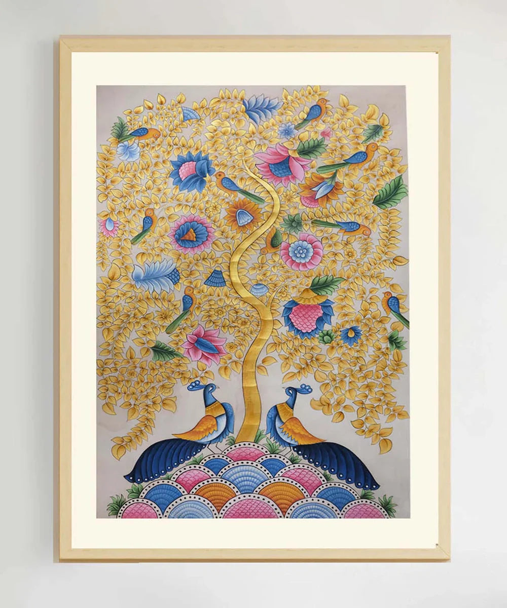 Pichwai Painting On Cloth| Tree Of Life | 2x3 Feet | Unframmed | SHOBITAM