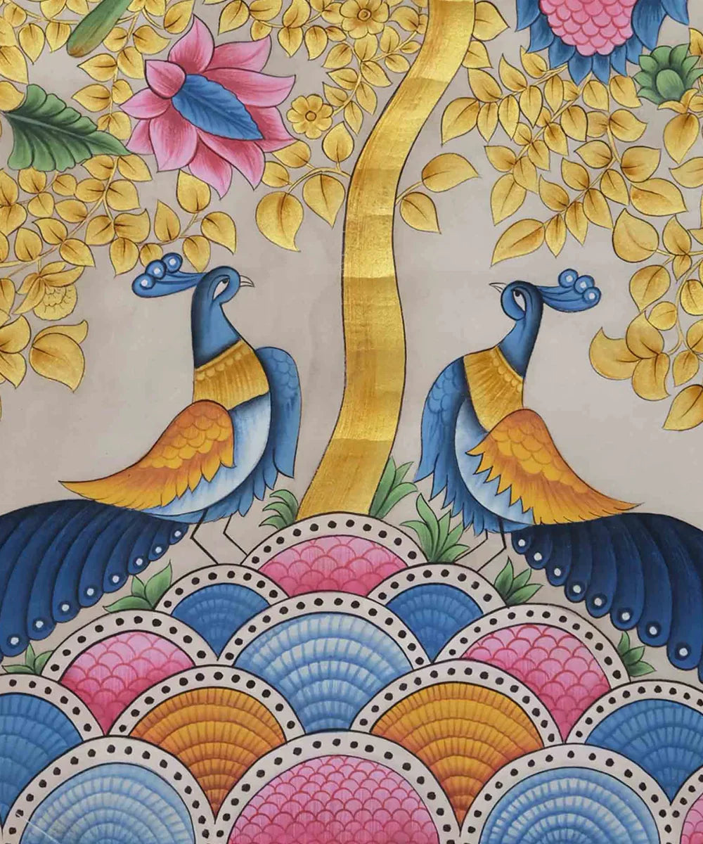 Pichwai Painting On Cloth| Tree Of Life | 2x3 Feet | Unframmed | SHOBITAM