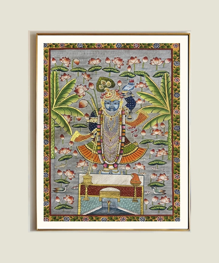 Shrinath ji with Banana Trees Pichwai Hand Painting 36 x 24 (Unframed)