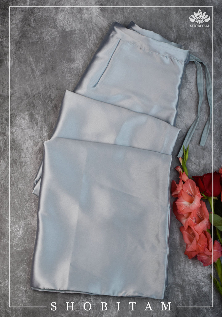 Silver Gray Premium Quality Petticoat for saree, in standard size. | SHOBITAM