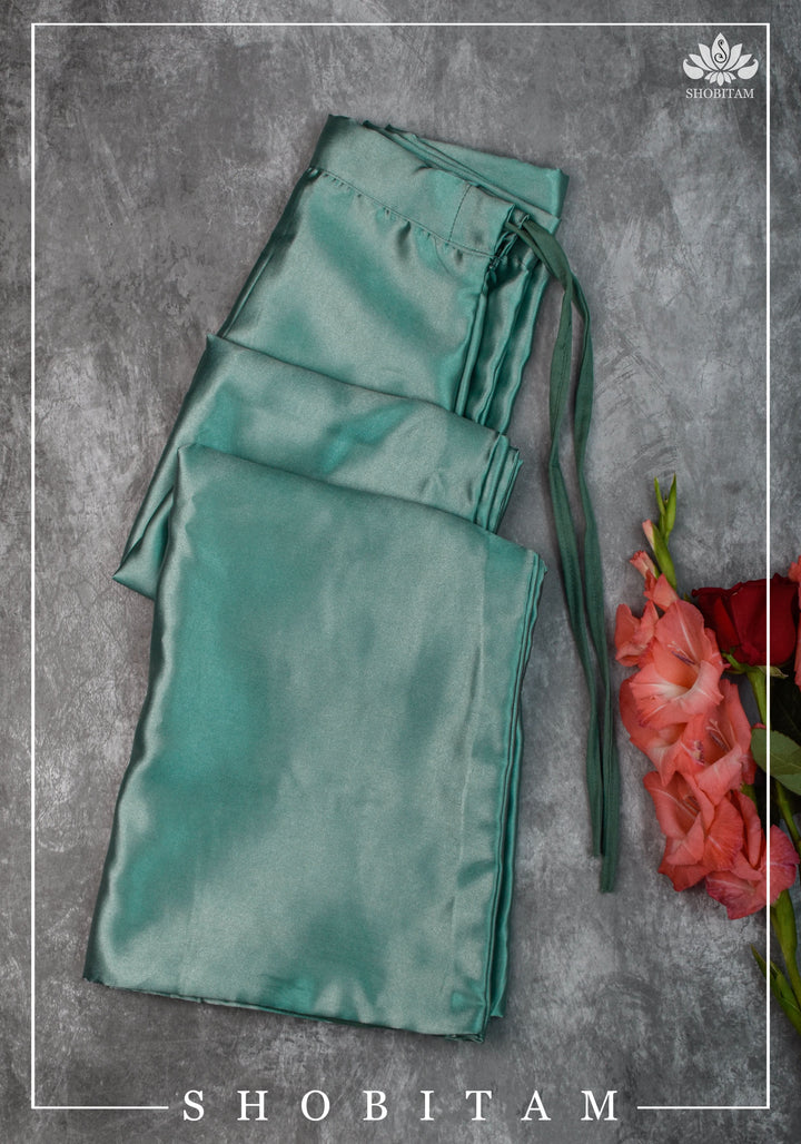 Sage Green Premium Quality Satin Petticoat for saree, in standard size.