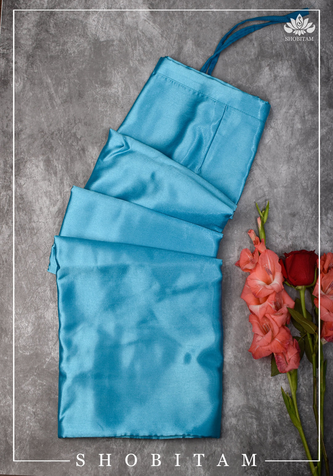 Robin Egg Blue Premium Quality Blue Petticoat for saree, in standard size.