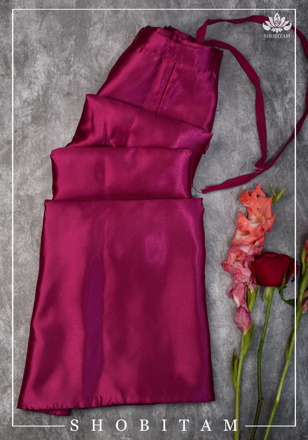 Deep Magenta  Petticoat in Premium Satin, 2 Ply Petticoat, Standard Size