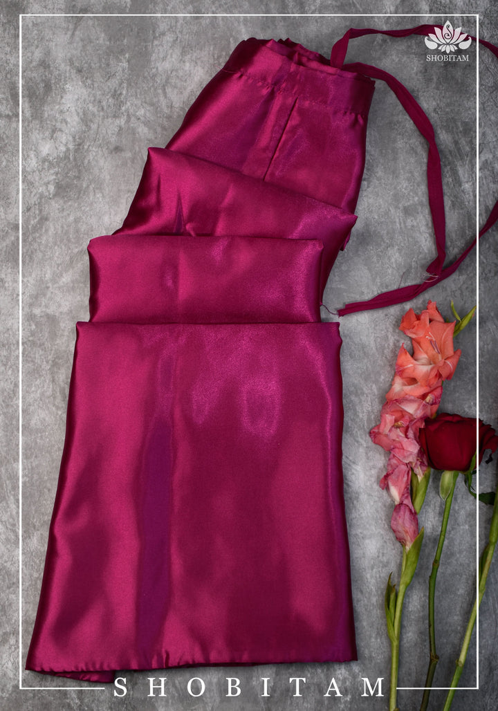 Deep Magenta  Petticoat in Premium Satin, 2 Ply Petticoat, Standard Size
