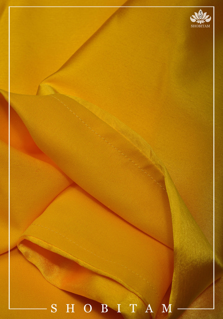 Premium Quality bright yellow Satin Petticoat for saree,medium size