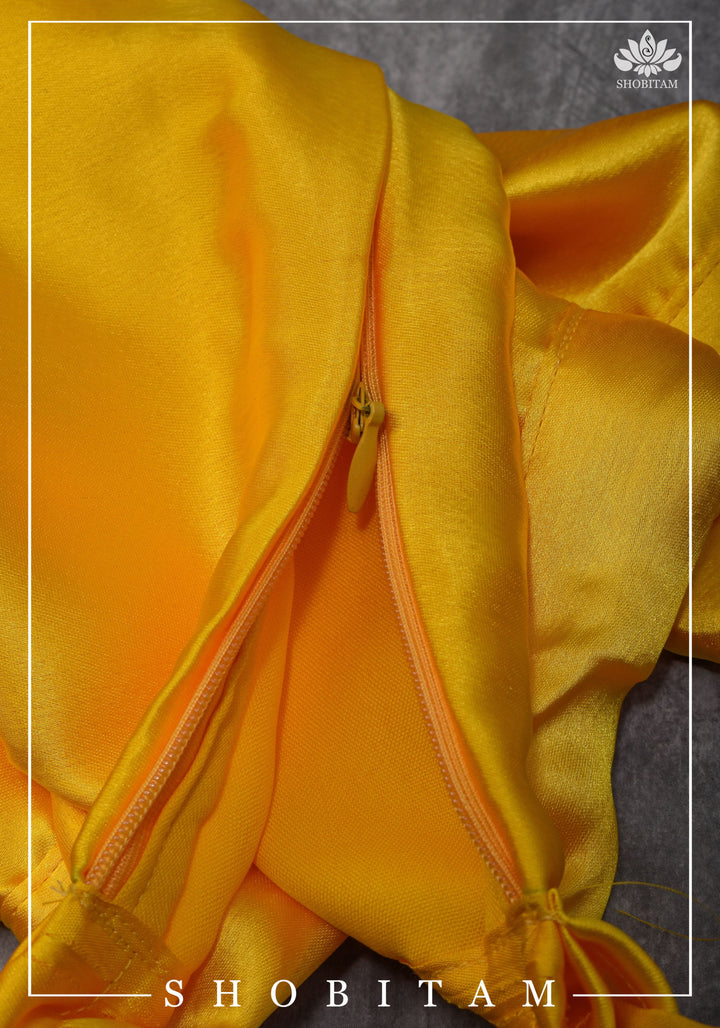 Premium Quality bright yellow Satin Petticoat for saree,medium size