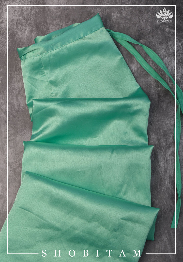 Premium Quality dark sea green Satin Petticoat for saree, medium size